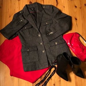 Willi Smith Single Breasted Herringbone Blazer -10